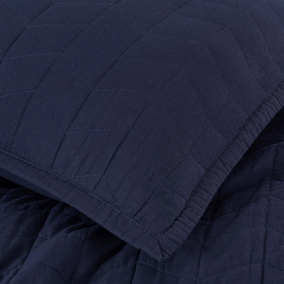 Chezmoi Collection Madrid 3-Piece Vintage Washed Solid Cotton Quilt and Shams... - Image 3 of 4