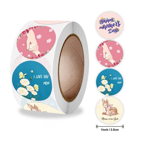 50/100pcs Happy Mothers Day Thank You Stickers Gift Sealing Labels 25/38MM - Picture 13 of 36