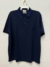 HERMES POLO BLUE DARK EMBROIDERED  H  BUTTONED POLO SHIRT