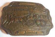 Vintage Boston Fire Department America's Hero's Brass Belt Buckle Bergamot Brass