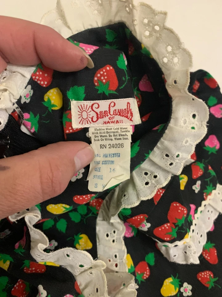 Vestido sin mangas vintage Sun informal de algodón hawaiano fresa novedad para mujer Foto 2 de 4