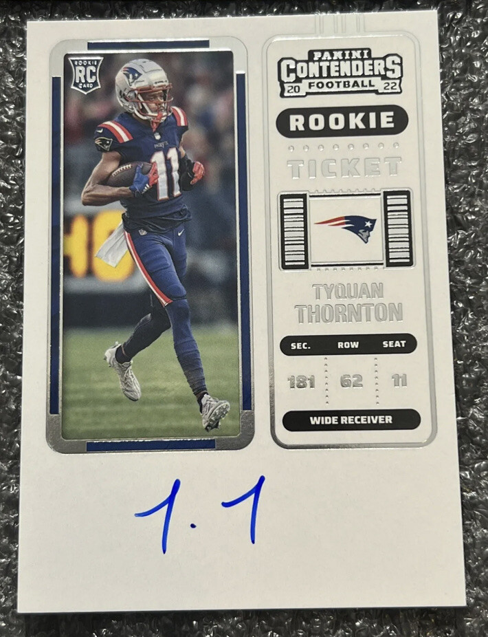 2022 Panini Contenders Tyquan Thornton Rookie Ticket Auto on card #138 Patriots