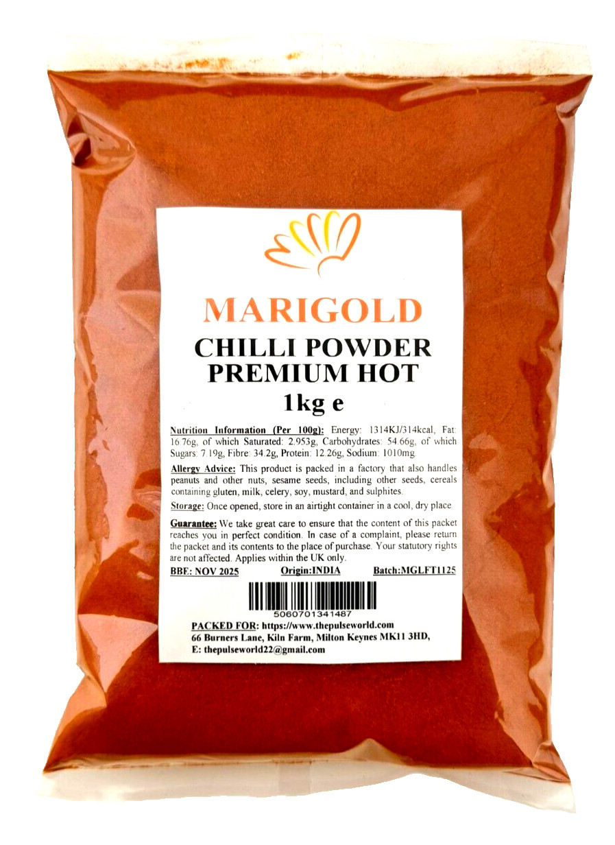 Marigold  Chilli Powder Premium  Hot 1kg | Laal Mirch | Extra Quente |