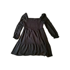 American Eagle Black Babydoll Mini Dress Boho Cottagecore Dark Romantic Large