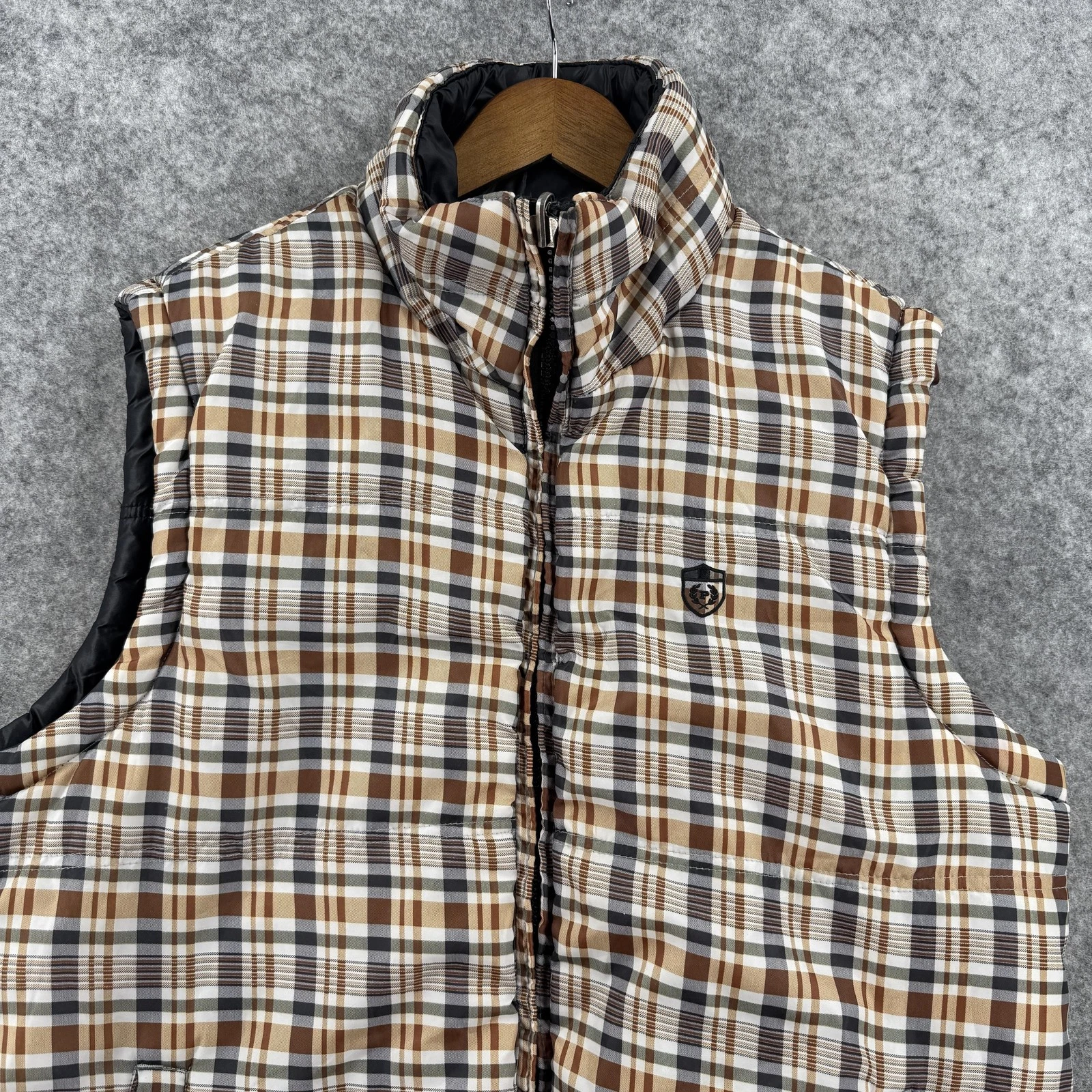 Phat Farm Vest Mens Big 1X Black Plaid Reversible Quilted Puffer Hip Hop