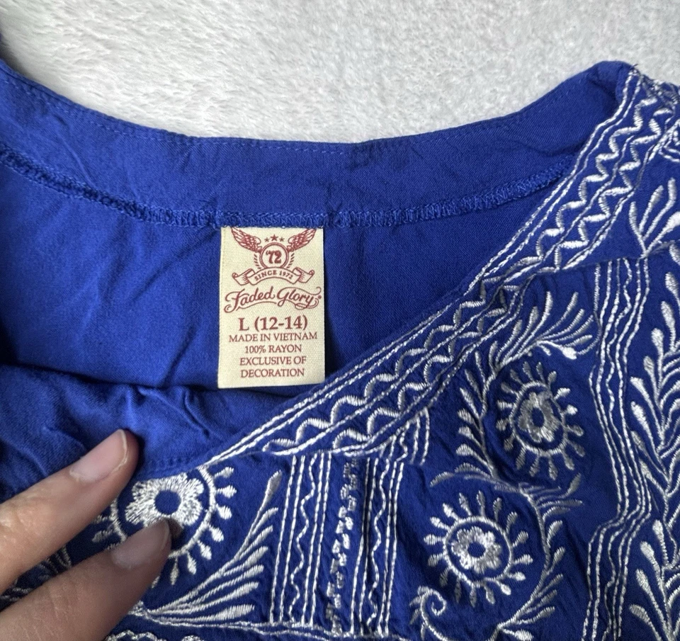 Top azul 12/14 niñas desteñido gloria Foto 2 de 2