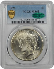 1928 Peace PCGS CAC MS 65
