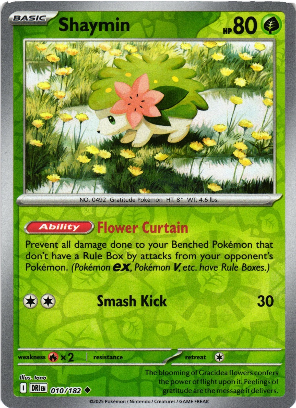 Pokémon TCG Shaymin 010/182 Destined Rivals Reverse Holo NM