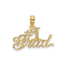 10k Yellow Gold Number One Grad Pendant Polished Script Academic Charm 11x22mm