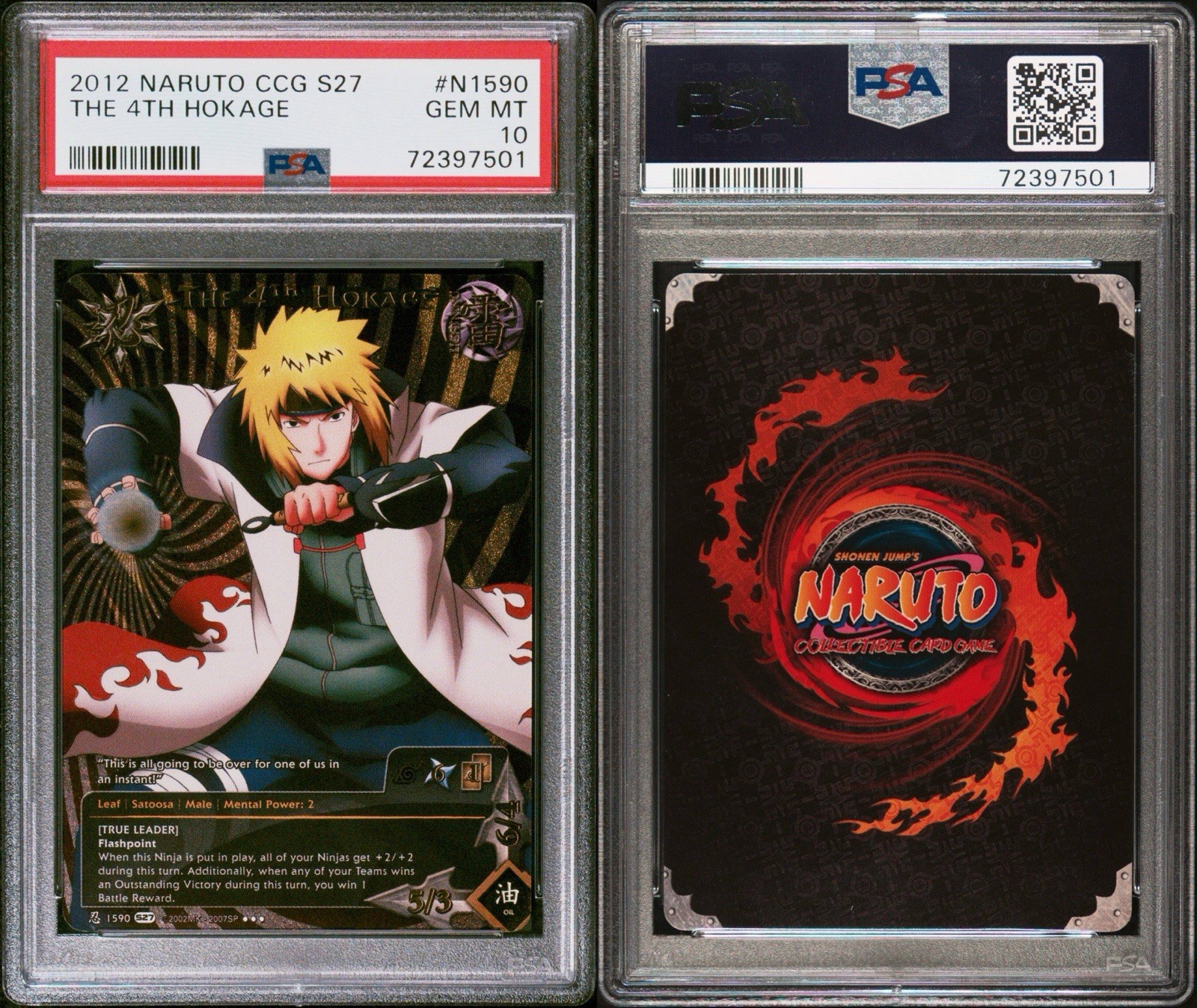 2012 NARUTO CCG SERIRS 27: HERO’S ASCENSION THE FOURTH HOKAGE SUPER RARE  PSA 10 view 3