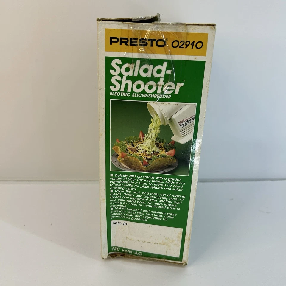 Presto Salad Shooter 02910  Electric Food Slicer Shredder Vintage 1989 Sealed - Image 3 of 4
