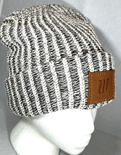 SnugZ USA Leather Patch Adult Cuffed Knit Beanie Hat Cap Black Speckled Cotton