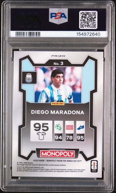 PSA 10 2026 Panini Prizm Monopoly FIFA World Cup Diego Maradona Blue Wave #3 view 2