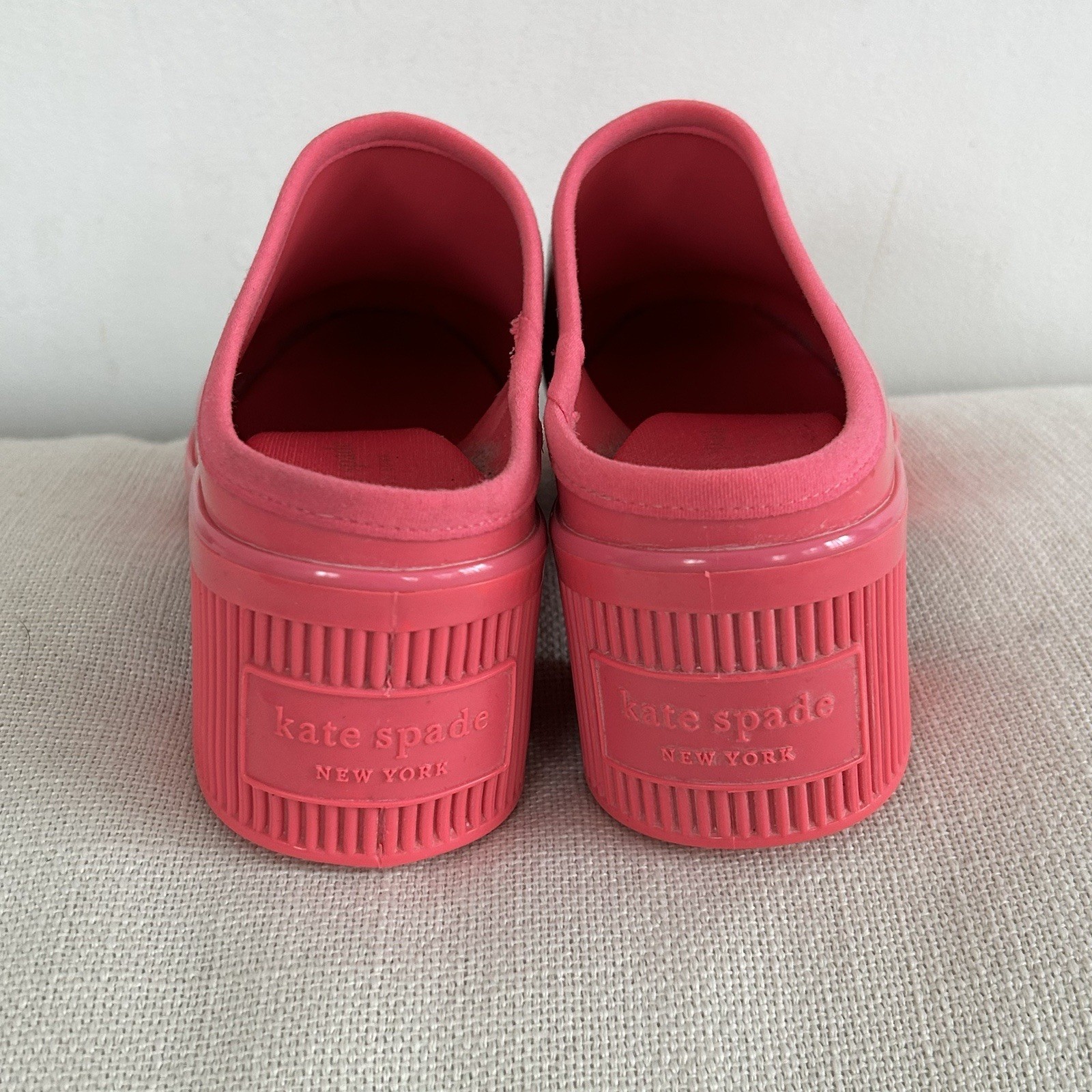 New Kate Spade Bubblegum Pink Puddle Garden Clogs Size 7 Mules Shoes Heels nwob thumbnail 6