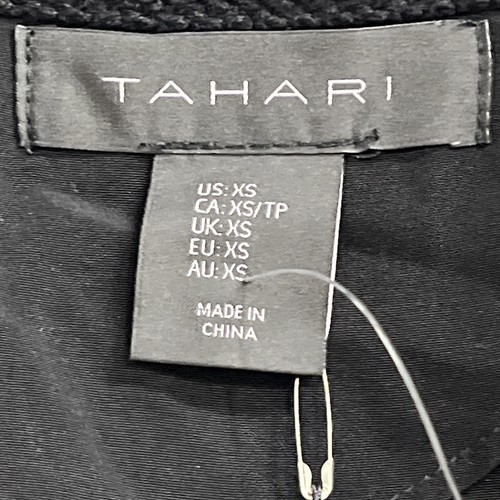 Tahari Pullover Blazer Damen XS schwarz weiß Fransen vorne offen Goldknöpfe Büro - Bild 6 von 9
