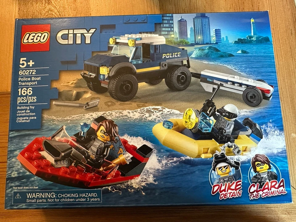 1 - New LEGO City Police Boat Transport 60272 ~ 166 Pieces ~ Factory Sealed - Image 2 of 2
