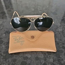 Ray-Ban B L 1/10 12K GF Aviator Sunglasses Gold Metal Frame Black Glass Lens