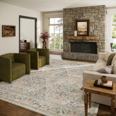Vintage 9x12 Washable Area Rug - Soft, Stain Resistant, Non-Slip Carpet