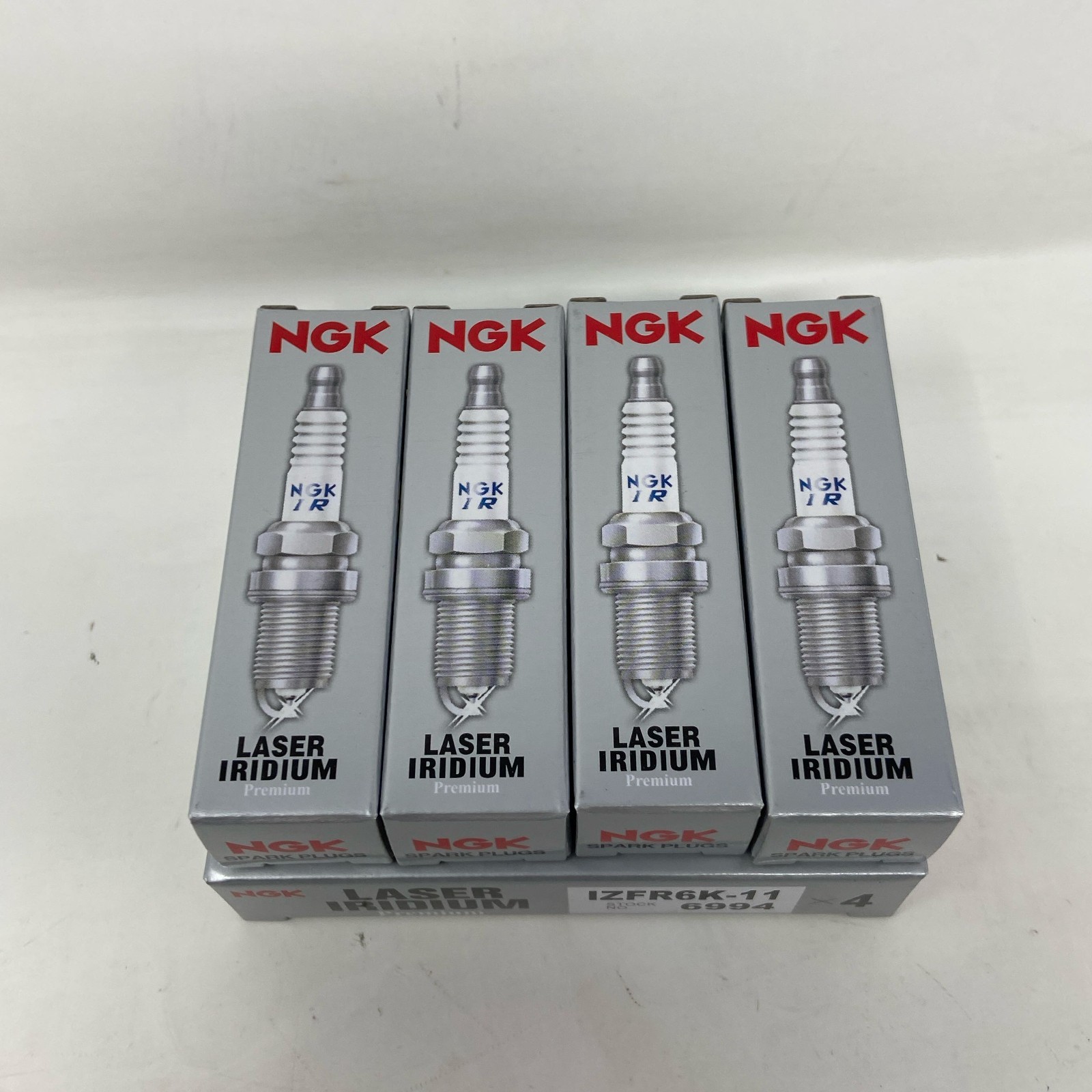 NGK Laser Iridium IZFR6K-11 6994 Spark Plugs, Silver, Set of 4