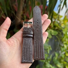 Flat Brown Lizard Leather Watch Strap Men Real Lizard Watch Band 18mm 20mm 22mm