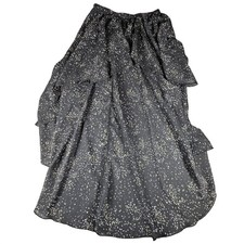 Brandy Melville Black semi sheer Floral Print Ruffle Maxi Skirt One Size