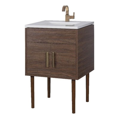 Cutler Kitchen and Bath Garland 24'' Wood/Granite Bathroom Vanity in Brown/White