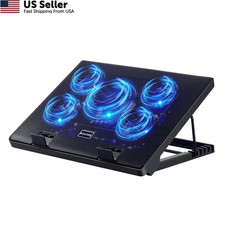 Kootek Laptop Cooling Pad, Cooler with 5 Quiet Fans for 12"-17" Blue