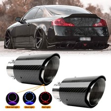 2.5 To 3.5 Exhaust Tip Tail Led Light Carbon Fiber For Infiniti G35 G37 Coupe
