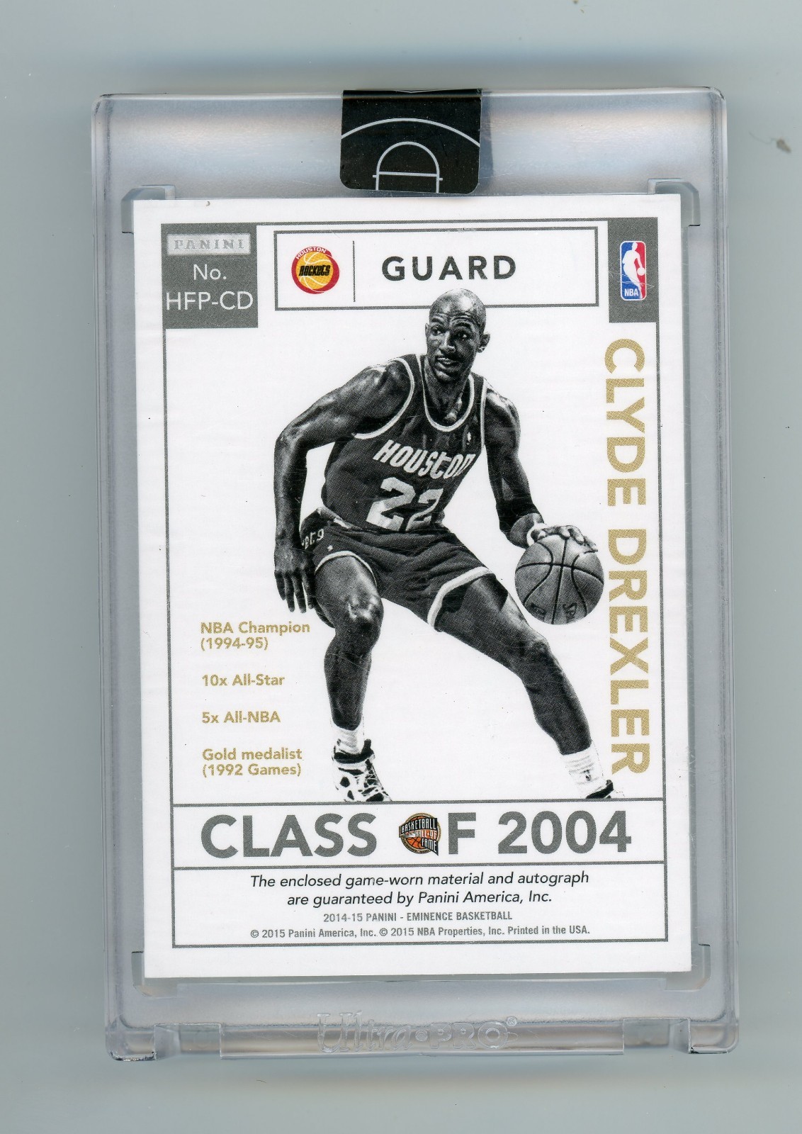 2014-15 Panini Eminence Clyde Drexler Enshrined Game-Used Patch Auto /10 (G) view 2