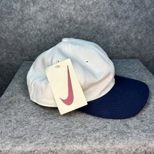 Vintage Nike Hat Cap Mens White Blue Snapback Swoosh White Tag 90s