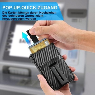 Kartenetui RFID Blocker Slim Geldbeutel Geldbörse Pop Up 6 Karten RFID Schutz