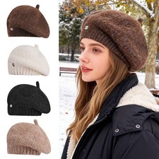 Fashion Classic Vintage French Style Soft Knitted Beret Warm Winter Hat Women