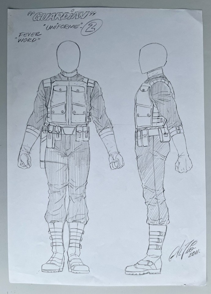 Al Rio Original Art Model Sheet Drawing for Fever Moon - Irish Police GUARDIAN Comic Art