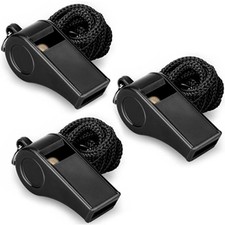 Plastic Sports Whistle 3 Pack with Lanyard Loud Crisp Sound for Coaches Referees