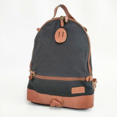 IL BISONTE Canvas Leather Backpack Backpack・Daypack Black beige 6-0521G 