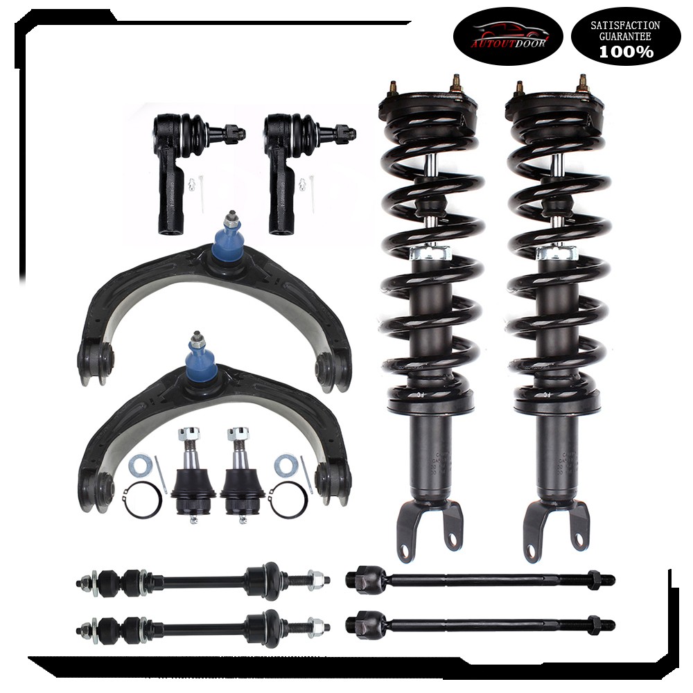 For 2009-12 Dodge Ram 1500 Front Struts Control Arm Ball Joint Sway Bar Tie Rods