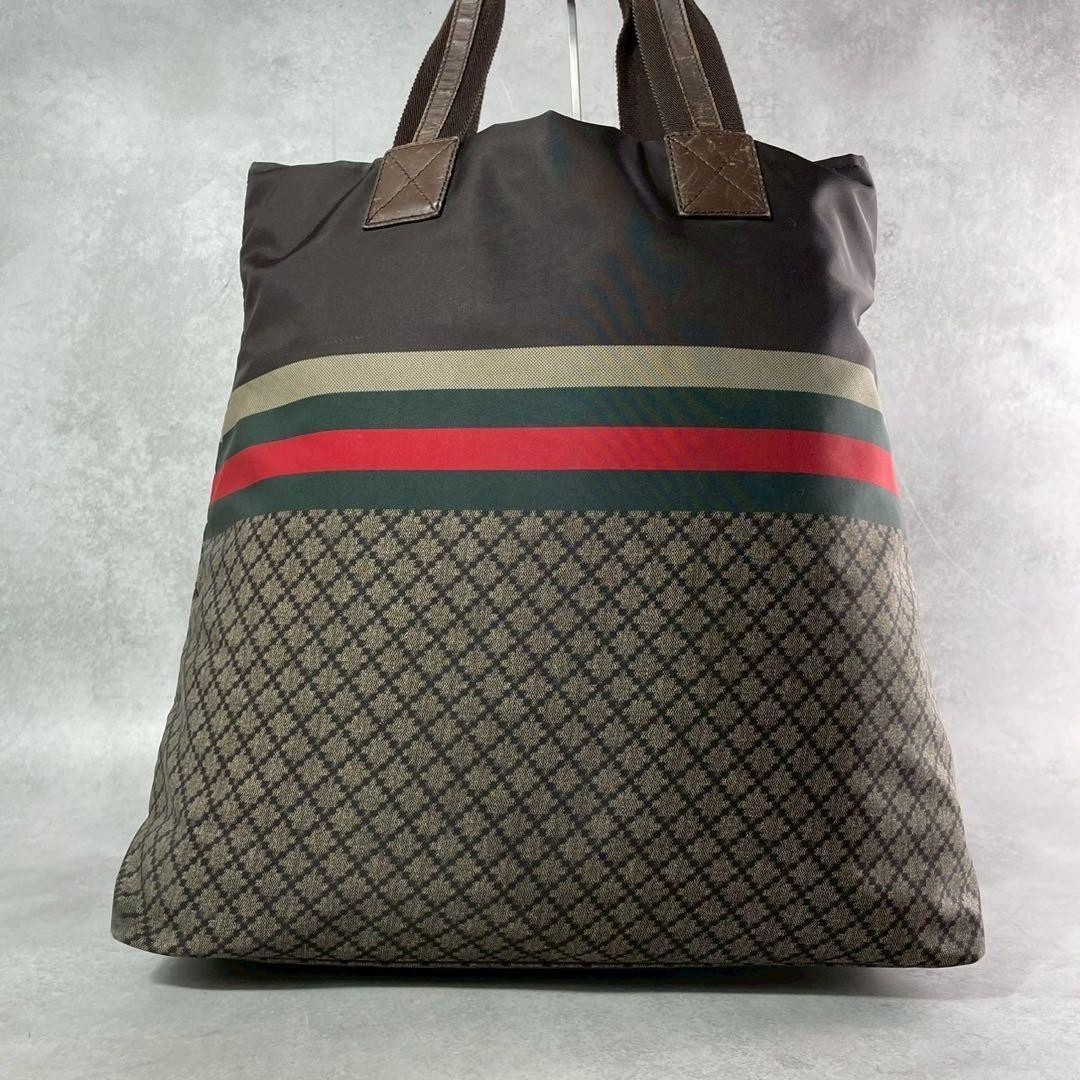 Gucci 268112 Nylon Leather Tote Bag Diamante Sherry Line Dark Gucci 268112 Nylon Leather Tote Bag Diamante Sherry Line Dark