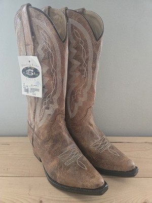 Sterling River Boots Womens Cowgirl Brown Embroidered Sz 8.5