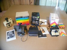 polaroid one step land sx-70 sun 600 lms colorpack 2 camera lot w/ box