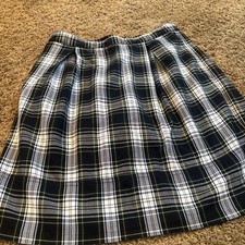 Lands End SkirtBlue White Plaid Girls Size 4 Uniform Shorts EUC