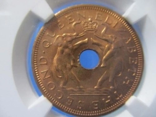 1963 Rhodesia & Nyasaland 1 Penny NGC MS65 Elephants