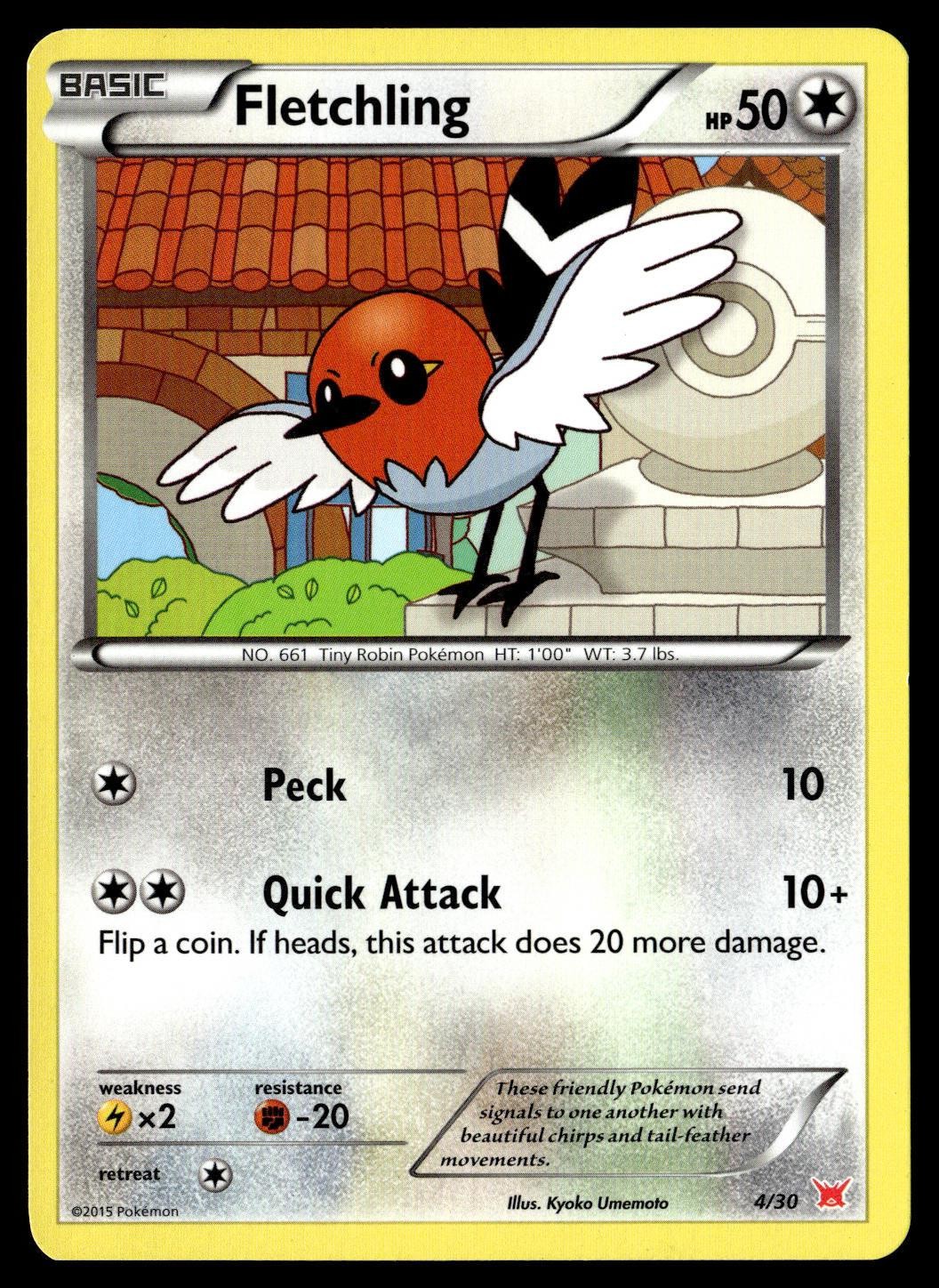 Fletchling 4/30 XY Trainer Kit Latias Latios Pokemon Lightly Played