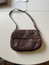 Borsa vintage anni ’70 in vera pelle di pitone marrone – autentica, artigianale