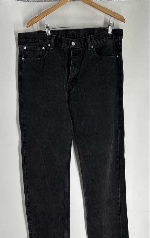 Levi's Mens Black 505 Cotton Dark Wash 5-Pocket Design Straight Jeans Sz W38XL34