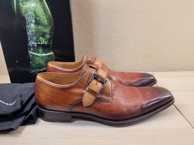 Magnanni Marco Cuero Dress Shoes Monk Strap Cognac Brown