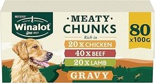 WINALOT Meaty Chunks Mixed in Gravy Wet Dog Food Pouches 80x100g 4.57 per kilo