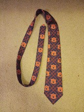 University of Auburn Tigers Necktie Silk Multi AU Logos Orange Blue Made in USA