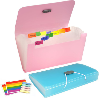 2 Stücke Fächermappe A6 mit 13 Taschen - Dokumentenmappe mit Beschriften und Dok