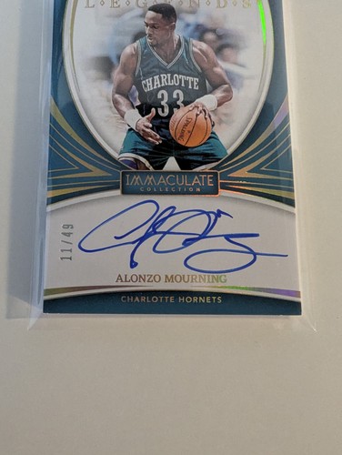 ALONZO MOURNING Auto On Card 2023-24 Panini Immaculate Legends /49 Hornets - Picture 7 of 10