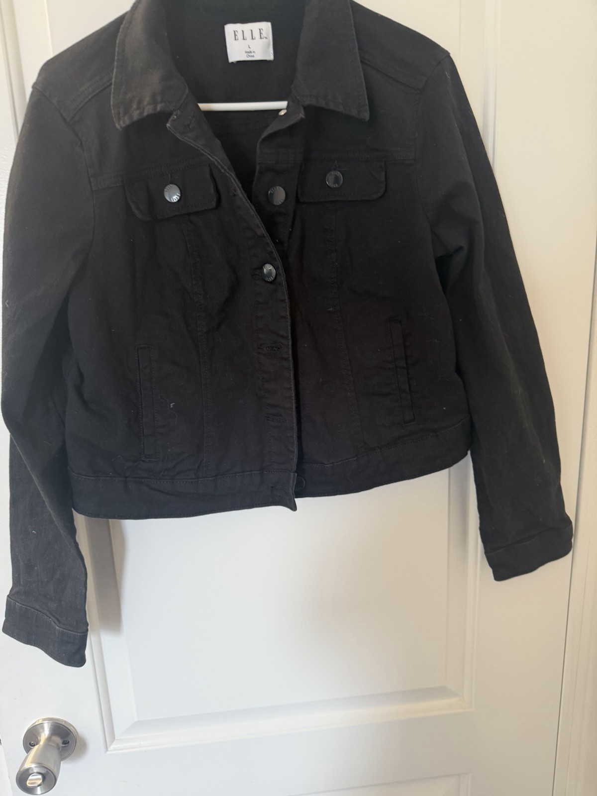 ELLE Basic Jacket Womens Black Button Collared Lo… - image 1